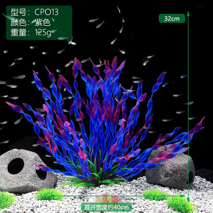 1Pc Artificial Underwater Plants Aquarium Fish Tank Seaweed Decoration Green Purple Water Grass Viewing Decorations for Home