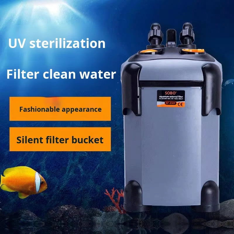SOBO External Canister Filter Ultra Quiet with UV Light 3 Media Trays for Large Aquarium Fish Tank Water Purification