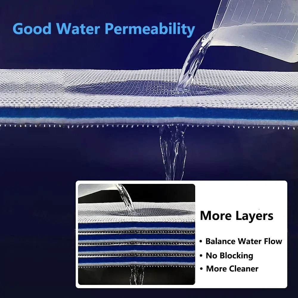 12D 8D Aquarium Filter Sponge Media Upgraded 12-Layers No Glue Filter Pads Fish Tank Skimmer Koi Pond Filter Cotton Accessories