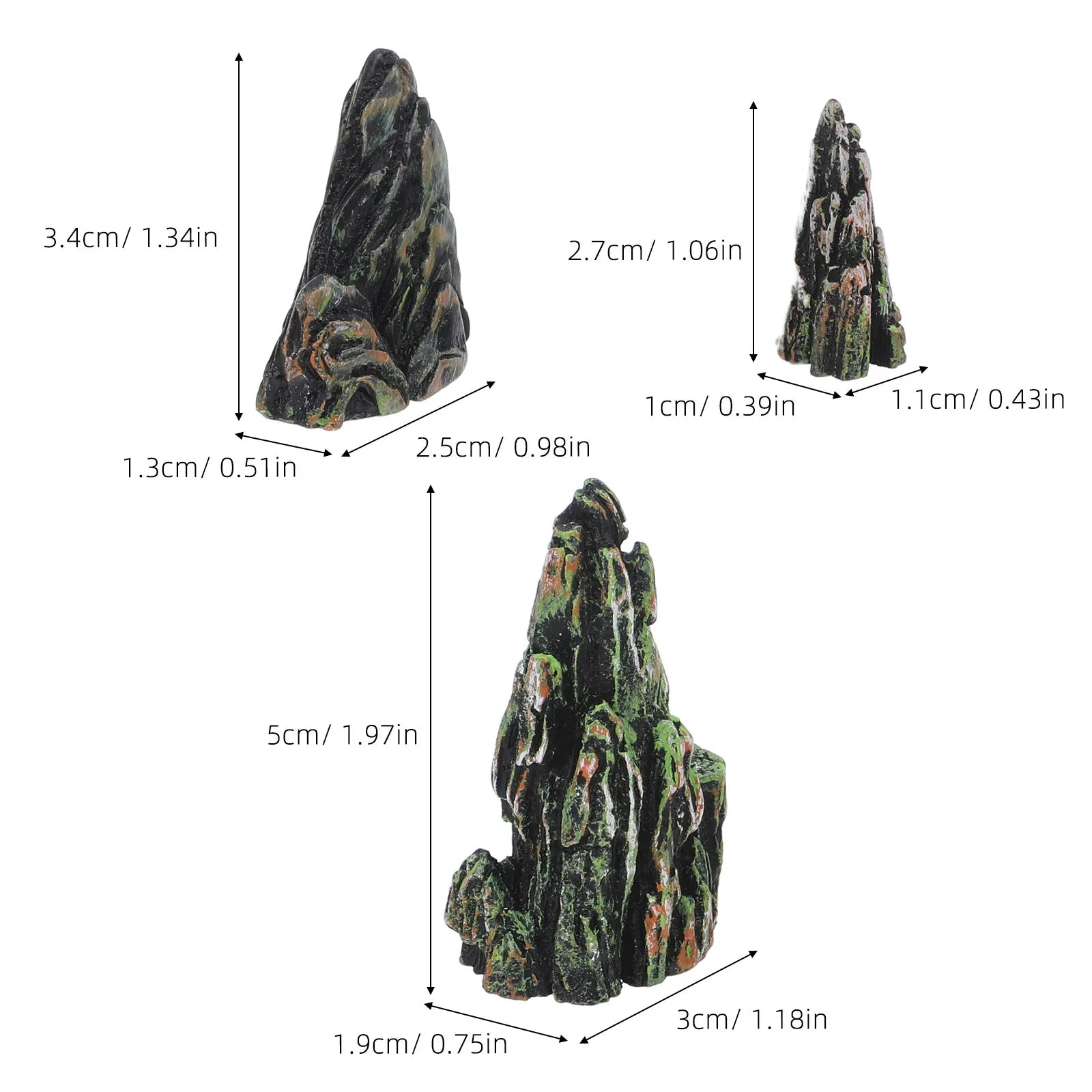 3Pcs Mini Rockery Artificial Rock Landscape Decoration Resin Scenic Stones for Zen Garden Aquarium Sand Table Micro Landscape