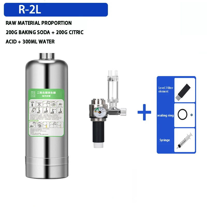 Fish tank DIY CO2 generator Aquarium stainless steel bottle Water injection type foam counter Raw material reaction equipment