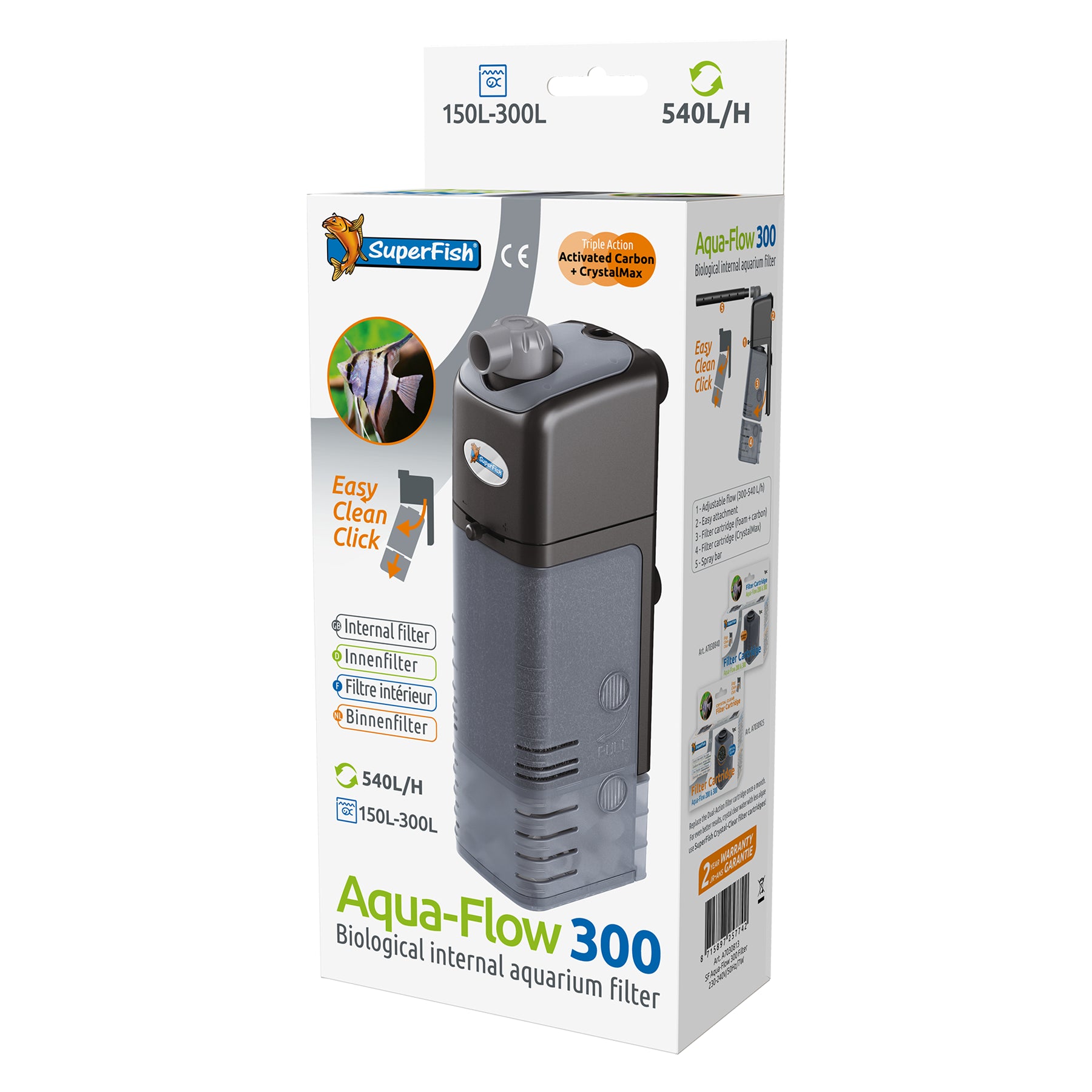 SUPERFISH AQUAFLOW INTERNAL POWER FILTER AQUARIUM SPRAY BAR FISH TANK BIO MEDIA
