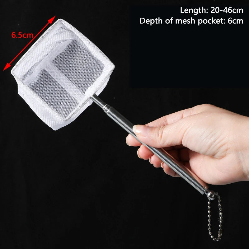 New Aquarium Fish Fishing Net Stainless Steel Retractable Small Shrimp Fishing Nets Fish Accessories For Fish Tank Cleaner Tool