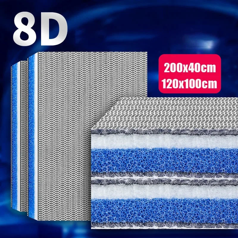 12D 8D Aquarium Filter Sponge Media Upgraded 12-Layers No Glue Filter Pads Fish Tank Skimmer Koi Pond Filter Cotton Accessories