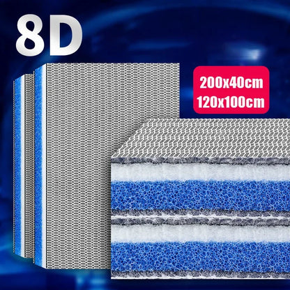 12D 8D Aquarium Filter Sponge Media Upgraded 12-Layers No Glue Filter Pads Fish Tank Skimmer Koi Pond Filter Cotton Accessories