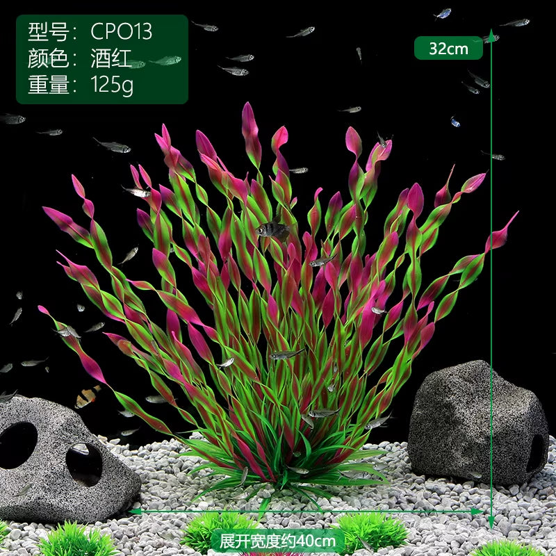 1Pc Artificial Underwater Plants Aquarium Fish Tank Seaweed Decoration Green Purple Water Grass Viewing Decorations for Home
