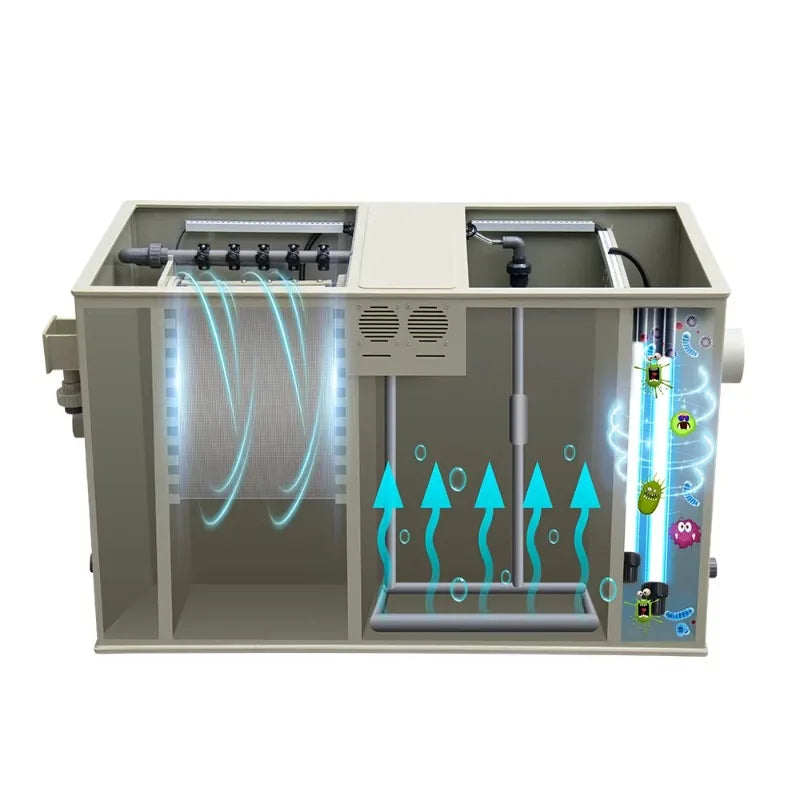 Aquaculture Equipment Aquarium Fish Tank Drum Sieve Filter with UV Lamp for 30m3 Koi Pond Fish Pond Bio Filter