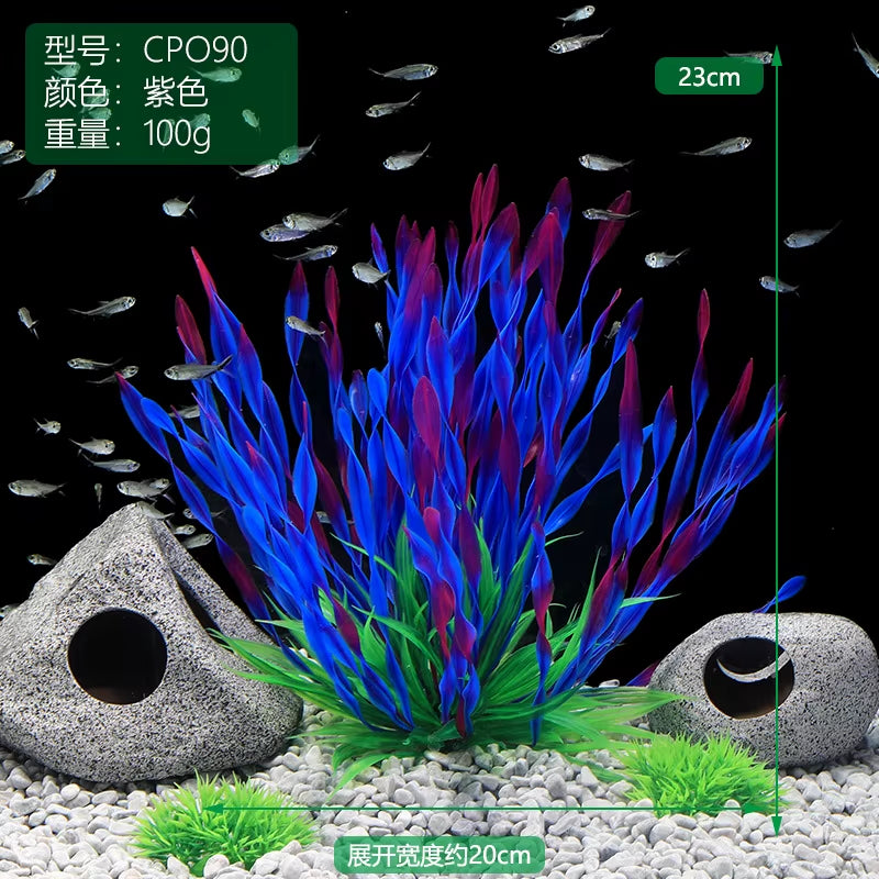 1Pc Artificial Underwater Plants Aquarium Fish Tank Seaweed Decoration Green Purple Water Grass Viewing Decorations for Home
