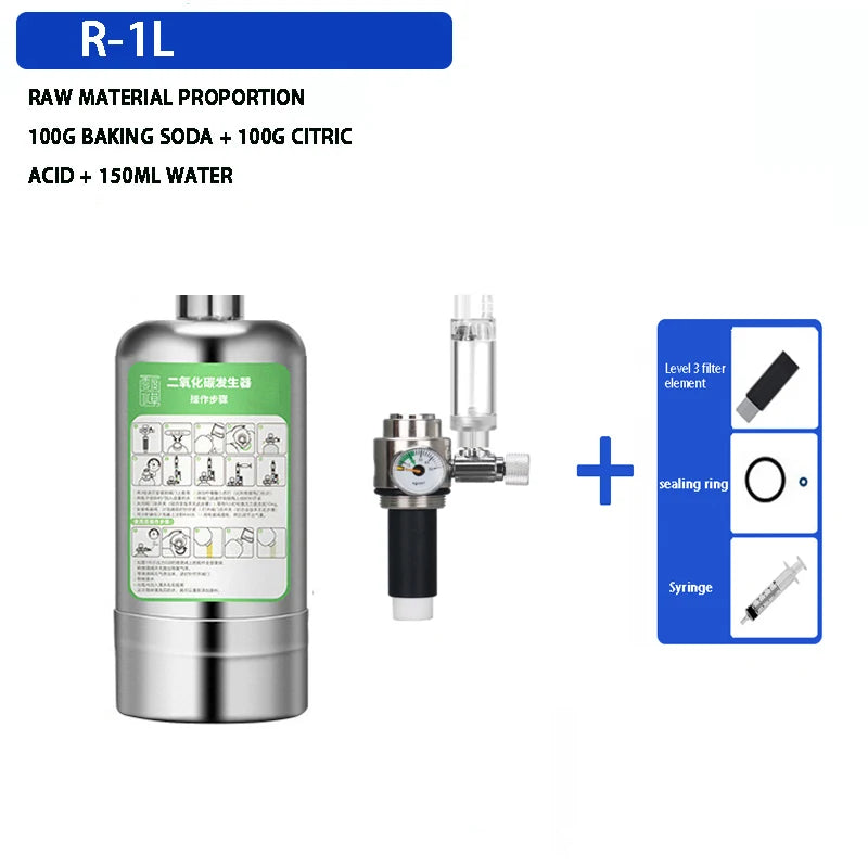 Fish tank DIY CO2 generator Aquarium stainless steel bottle Water injection type foam counter Raw material reaction equipment