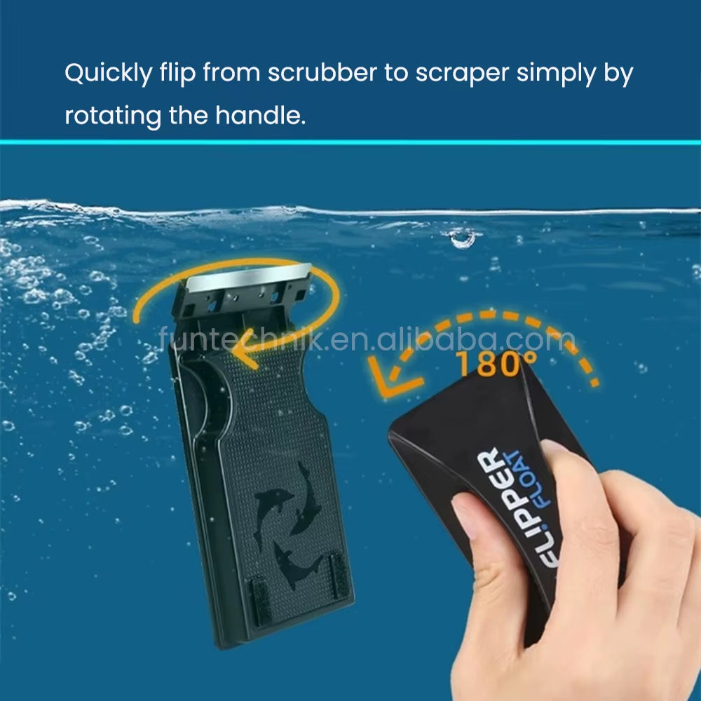 FLIPPER Magnetic Cleaner Fish Aquariums Glass Brush Tank Cleaning Tool Fish Tank Glass Cleaner Brush with Algae Scraper Tools