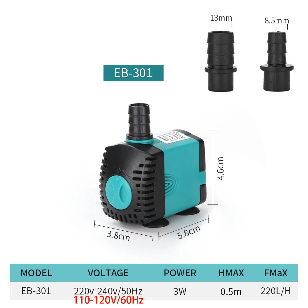 3-60W Ultra-Quiet Submersible Water Pump Fountain Fish Pond Aquarium Water Pump Filter Fish Tank Fountain Pump 220V-240V/110V