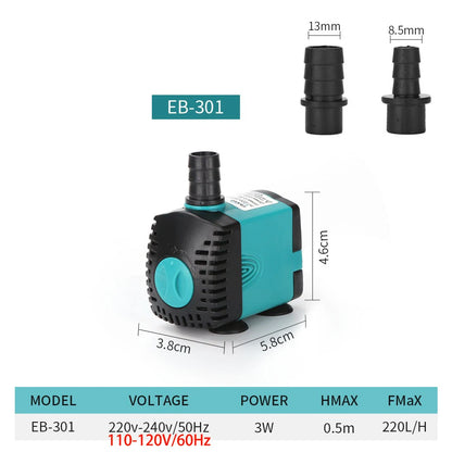 3-60W Ultra-Quiet Submersible Water Pump Fountain Fish Pond Aquarium Water Pump Filter Fish Tank Fountain Pump 220V-240V/110V
