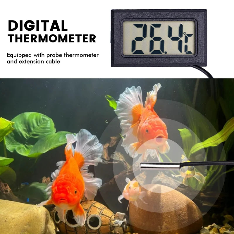 Fish Tank Thermometer Aquarium Adsorbable Digital Display Temperature Detector LCD Screen Display Celsius Fish Tank Tool Aquatic