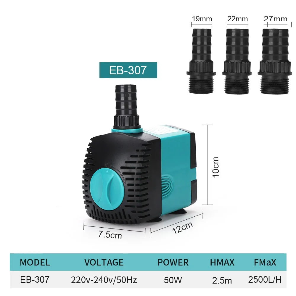 3-60W Ultra-Quiet Submersible Water Pump Fountain Fish Pond Aquarium Water Pump Filter Fish Tank Fountain Pump 220V-240V/110V