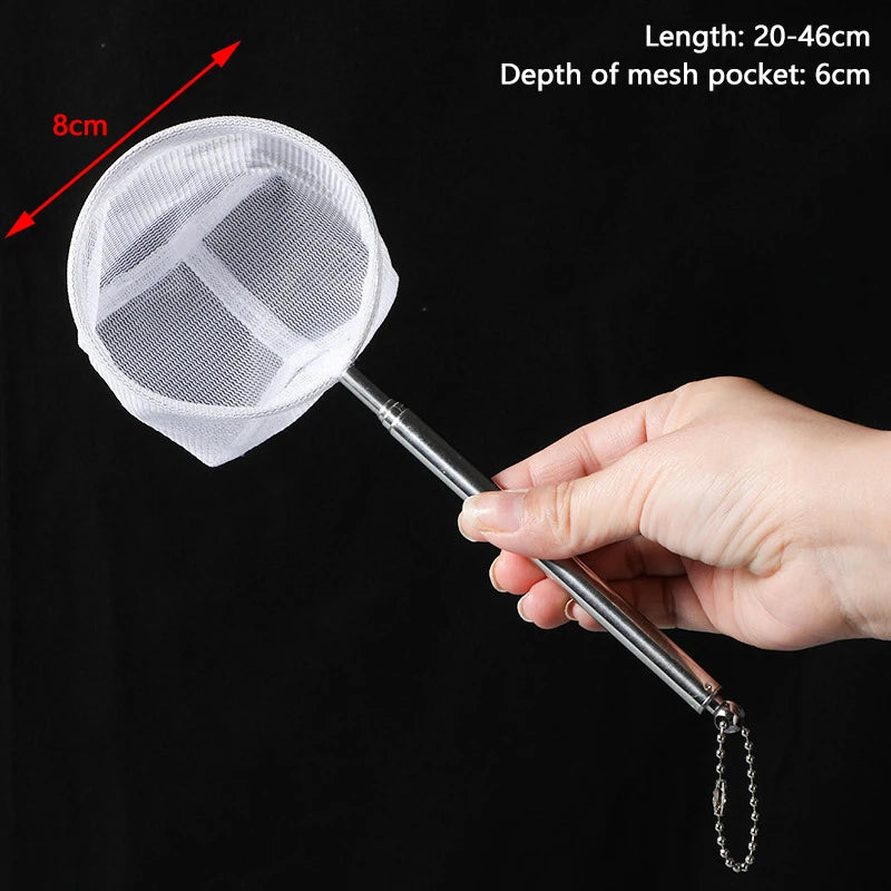 New Aquarium Fish Fishing Net Stainless Steel Retractable Small Shrimp Fishing Nets Fish Accessories For Fish Tank Cleaner Tool