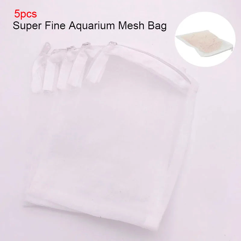 5Pcs Filter Mesh Bag Aquarium Pond for Bio Ball Carbon Media Ammonia Fish Tank Isolation Bag Accessories