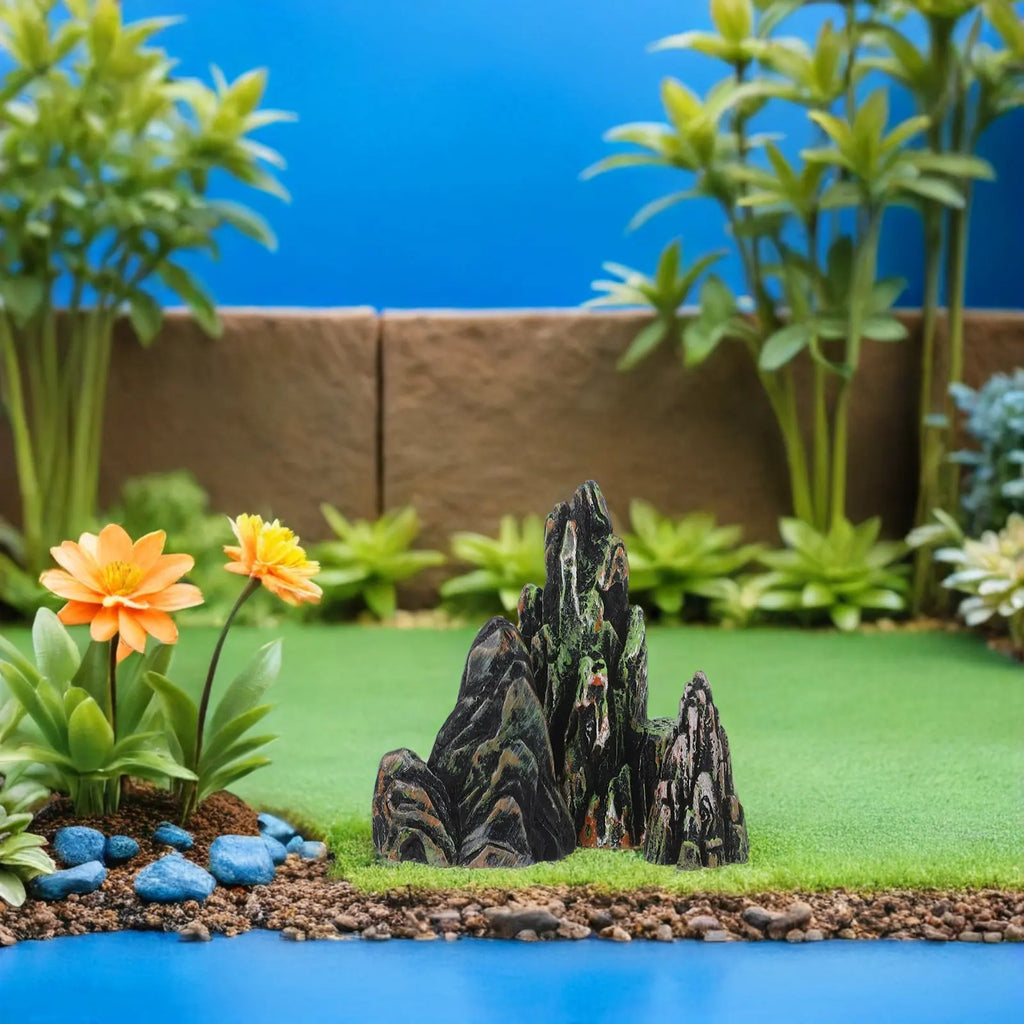 3Pcs Mini Rockery Artificial Rock Landscape Decoration Resin Scenic Stones for Zen Garden Aquarium Sand Table Micro Landscape