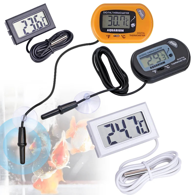 Fish Tank Thermometer Aquarium Adsorbable Digital Display Temperature Detector LCD Screen Display Celsius Fish Tank Tool Aquatic