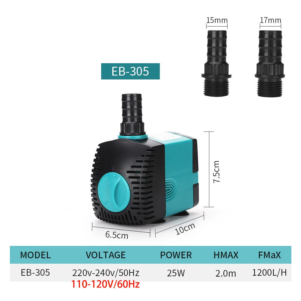 3-60W Ultra-Quiet Submersible Water Pump Fountain Fish Pond Aquarium Water Pump Filter Fish Tank Fountain Pump 220V-240V/110V