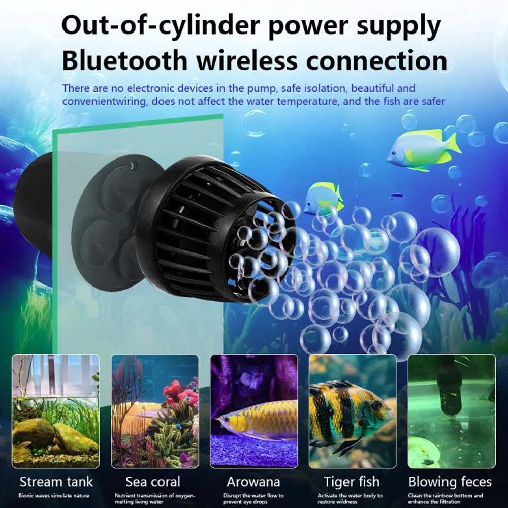 DMP-10/15 Smart Wave Maker Bluetooth App Control Aquarium Pump for Freshwater Planted Marine Aquarium 60cm 24inch Tank 20gallon