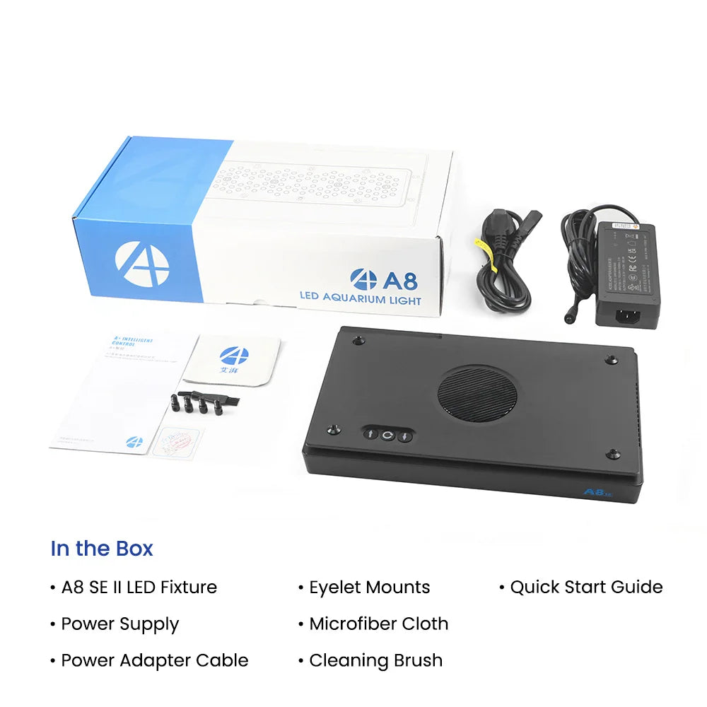 A8 Se II Max and Blue 240W Leds Full Spectrum Wifi App Control Marine LED Aquarium Reef Light for Saltwater Fish Tank