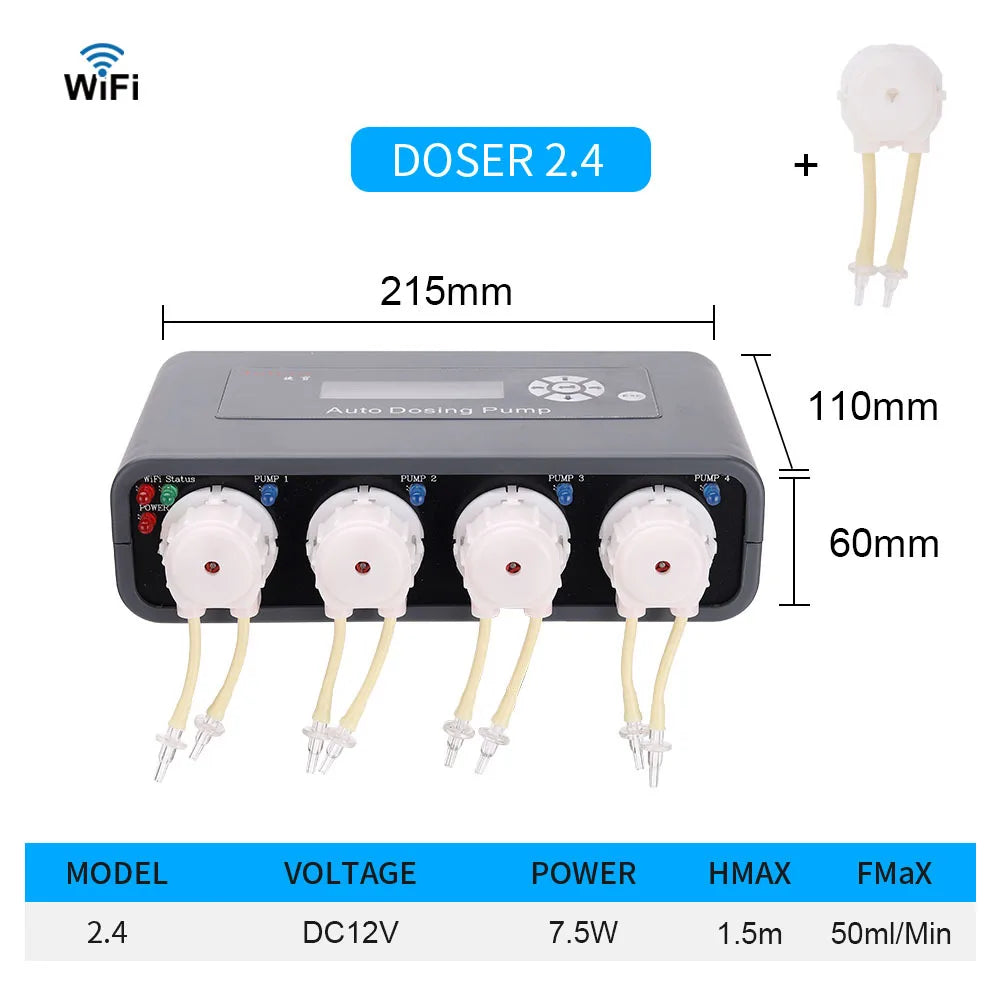 Jebao DC12V DOSER Automatic Titration Pump with WIFI Control Four Outlet Doser for Marine Reef Aquarium Fish Tanks Accessories