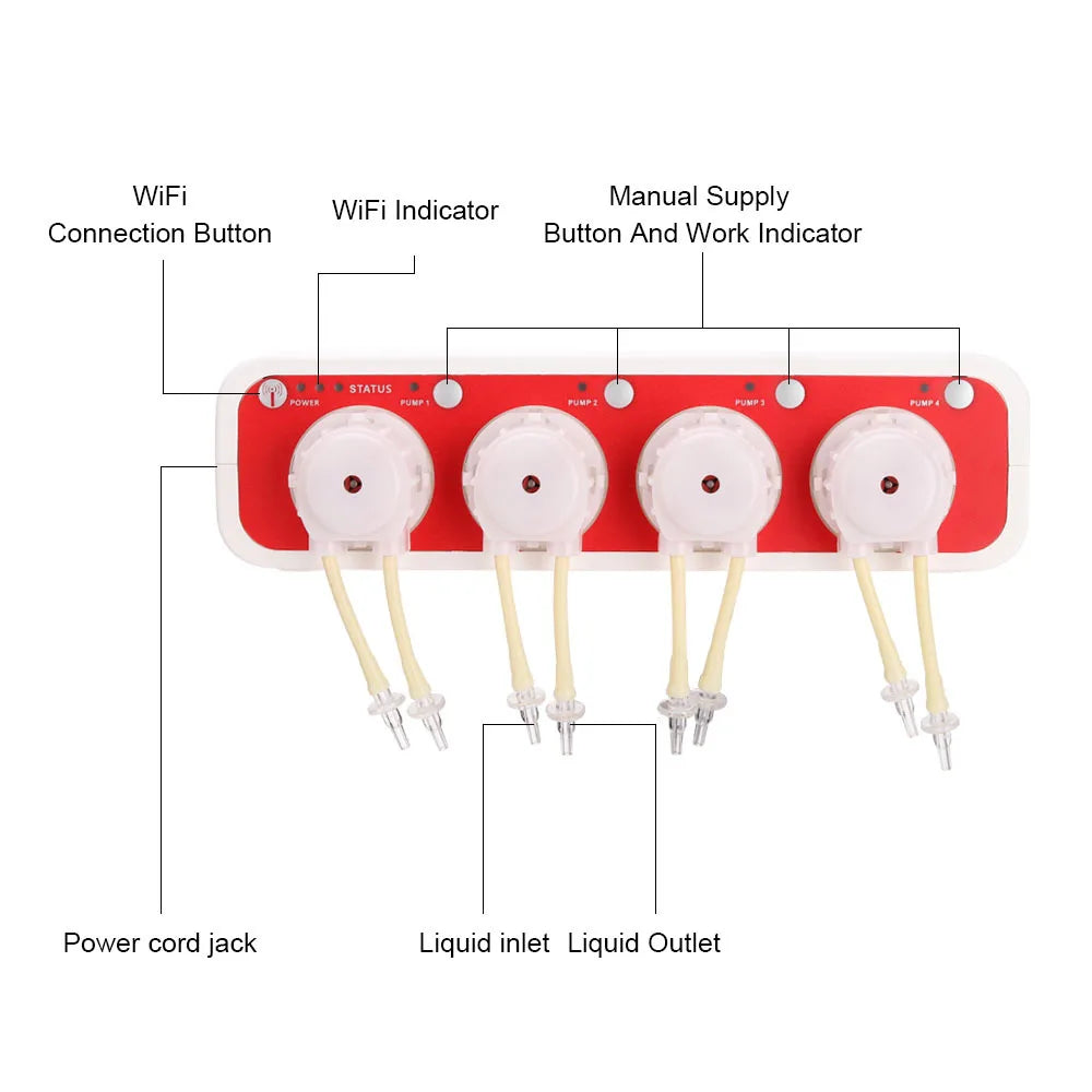 Jebao DC12V DOSER Automatic Titration Pump with WIFI Control Four Outlet Doser for Marine Reef Aquarium Fish Tanks Accessories