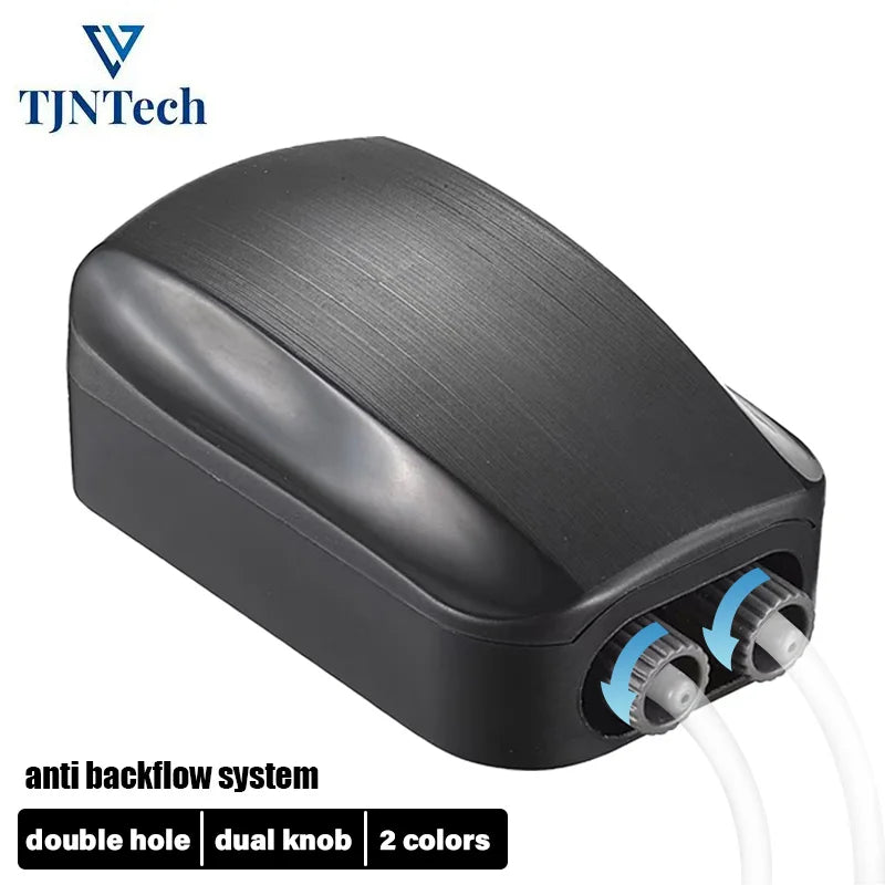 2025 Newest 2 Hole Dual Knab Adjustable Air Pump for Aquarium Oxygen Pump with Built-In Check Valve for Fish Tank