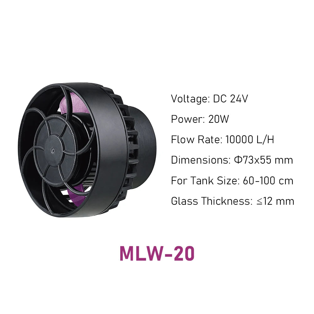 Jebao MLW Series Smart Aquarium Wave Maker Flow Pump Wifi LCD Controller Plastic Wavemaker Pump for Saltwater Freshwater Desktop