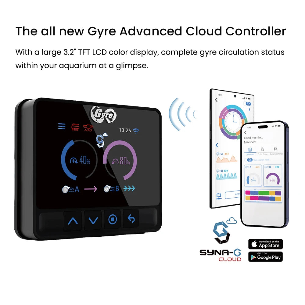 Grye XF-330/350 Cloud Edition Wavemaker Water Flow Pump with 3.2'' TFT LCD Controller for Marine Coral Reef Fish Tank