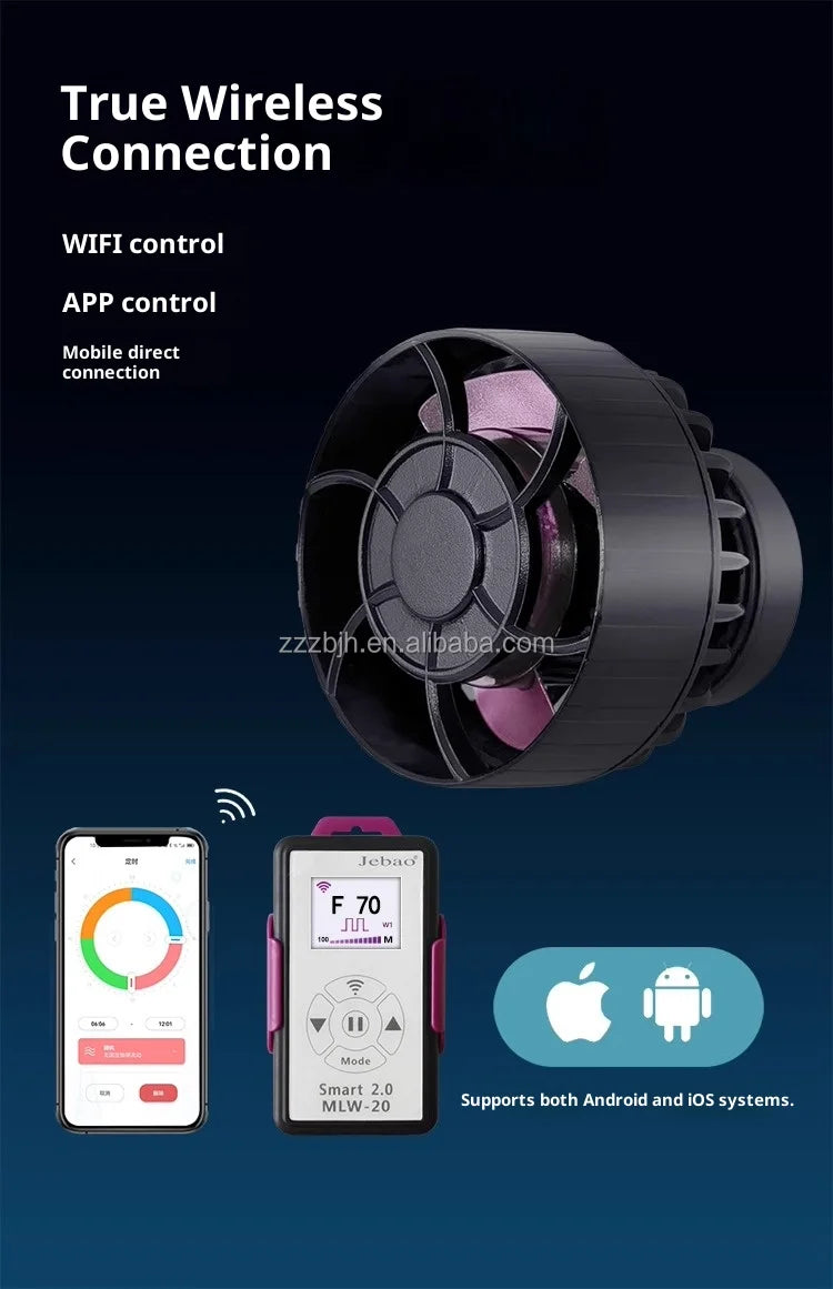 Jebao MLW Series Smart Aquarium Wave Maker Flow Pump Wifi LCD Controller Plastic Wavemaker Pump for Saltwater Freshwater Desktop