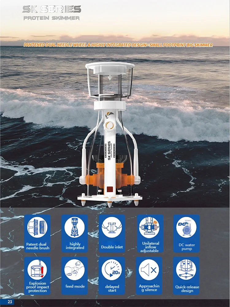2026 New MJ-SK2200/2400/2600/2800 Aquarium Protein Skimmer Dual Needle Wheel DC Water Pump Explosion Proof for Coral Reef Tank