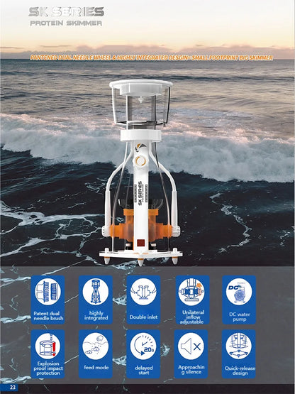2026 New MJ-SK2200/2400/2600/2800 Aquarium Protein Skimmer Dual Needle Wheel DC Water Pump Explosion Proof for Coral Reef Tank