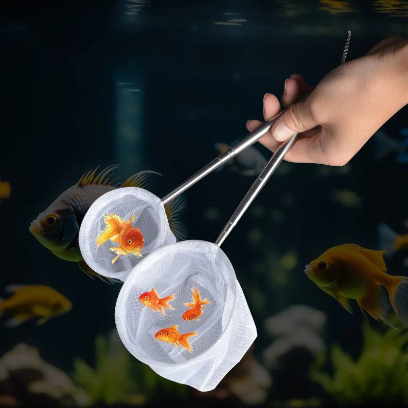 New Aquarium Fish Fishing Net Stainless Steel Retractable Small Shrimp Fishing Nets Fish Accessories For Fish Tank Cleaner Tool