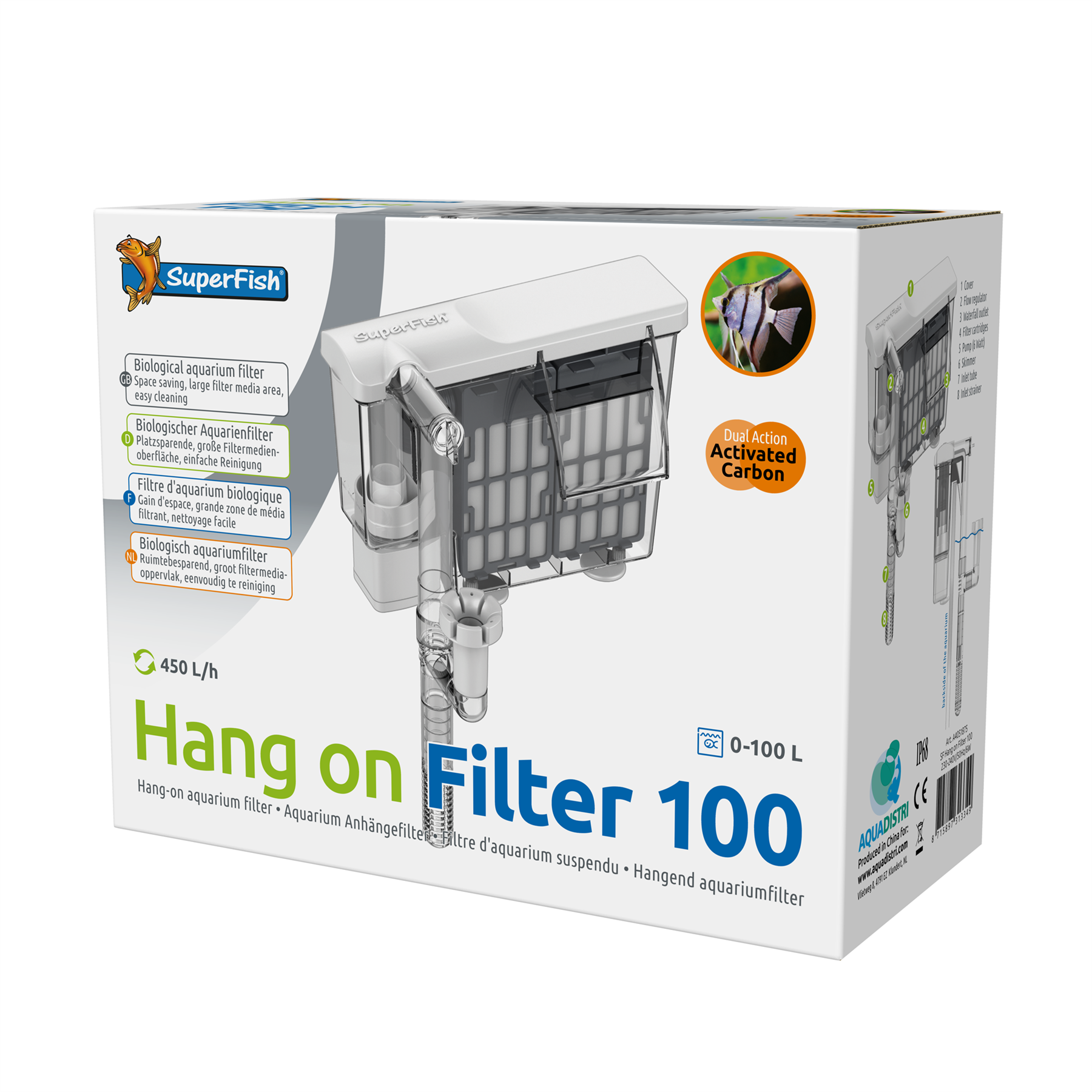 SUPERFISH HANG on AQUARIUM FILTER WATERFALL EXTERNAL FILTRATION FISH HOB SKIMMER