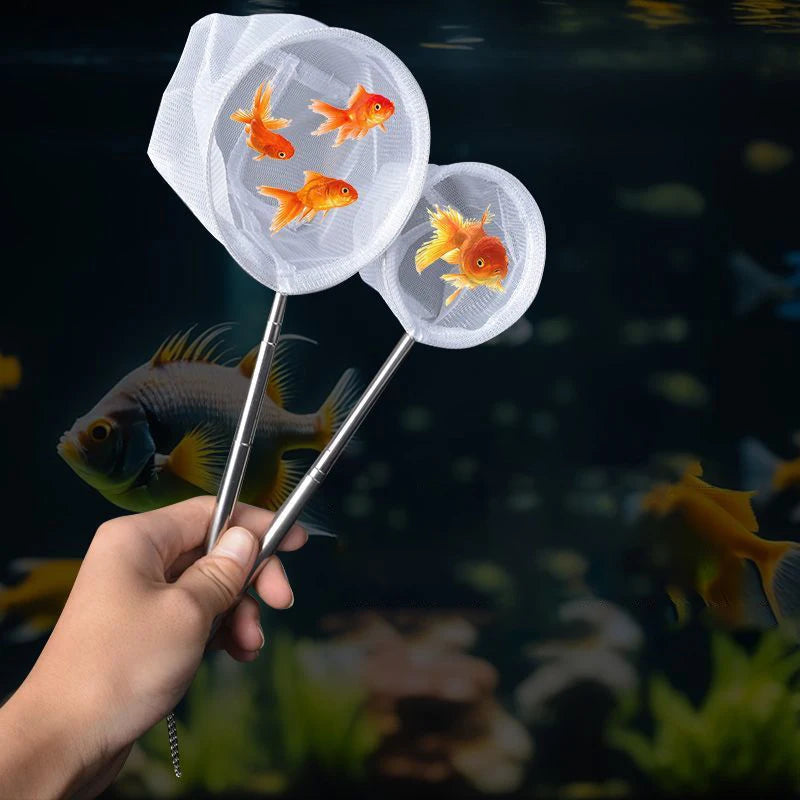New Aquarium Fish Fishing Net Stainless Steel Retractable Small Shrimp Fishing Nets Fish Accessories For Fish Tank Cleaner Tool