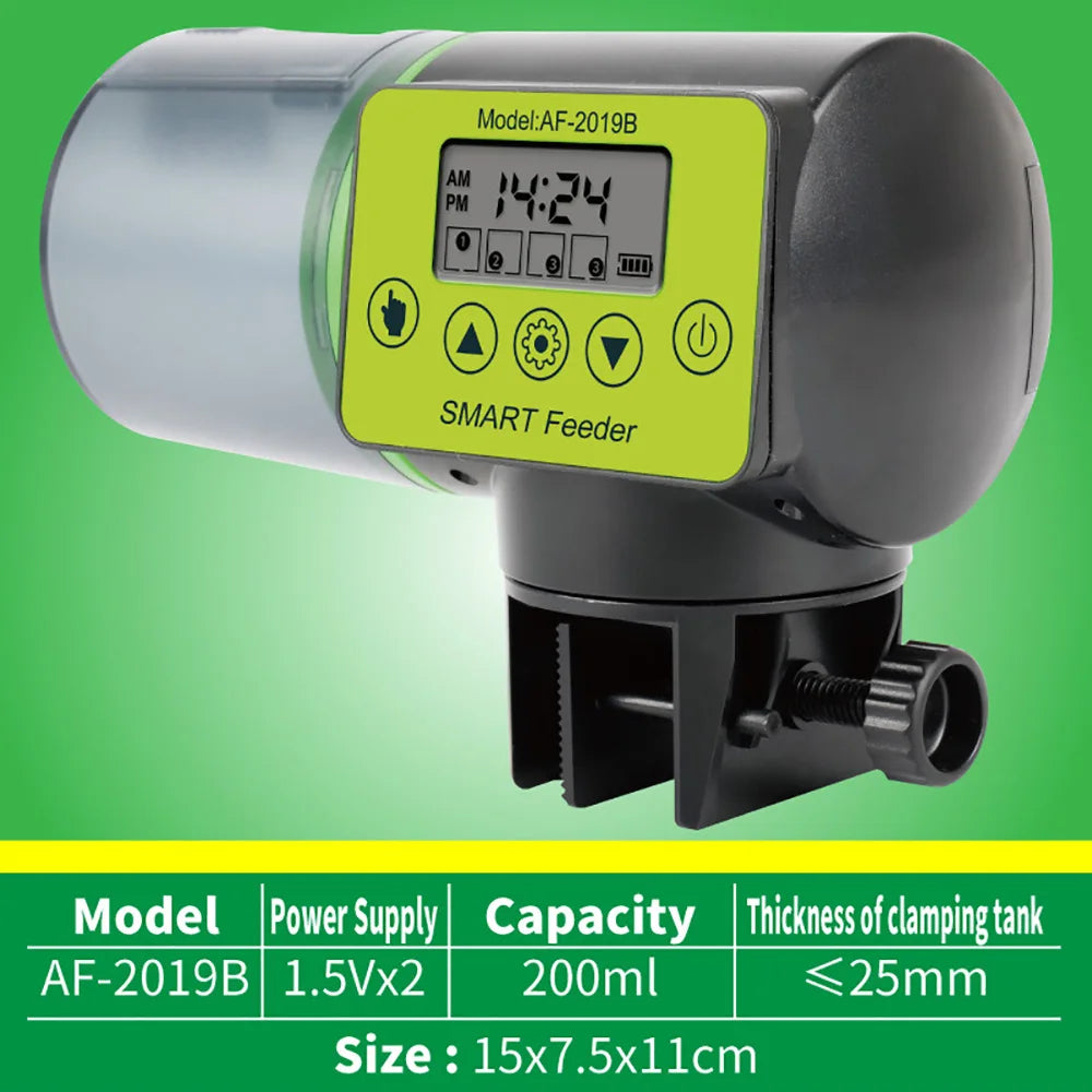 Automatic Fish Feeder Digital Fish Tank Aquarium Food Dispenser Plastic Intelligent Timing Electric Fish Feeding Tool for Turtle