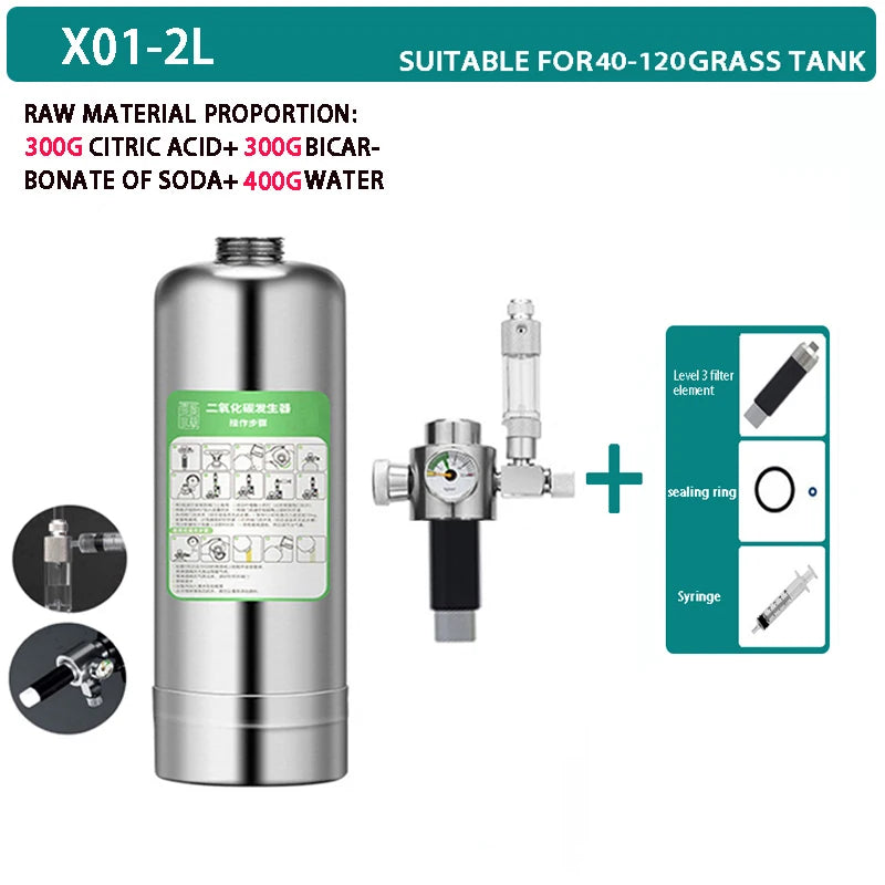 Fish tank DIY CO2 generator Aquarium stainless steel bottle Water injection type foam counter Raw material reaction equipment