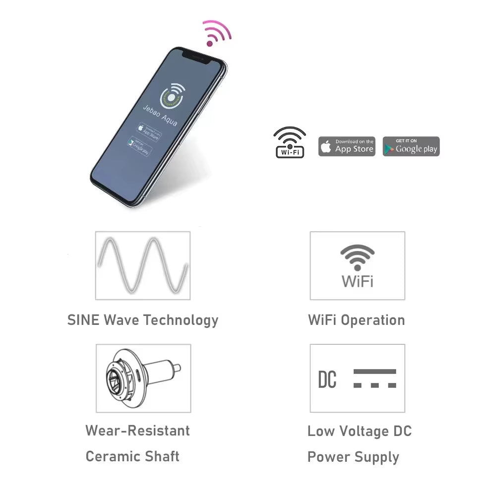 Jebao MDP Series DC Aquarium Submersible Water Pump WIFI Control Fish Tank Circulation Return Pump with LCD Display Controller