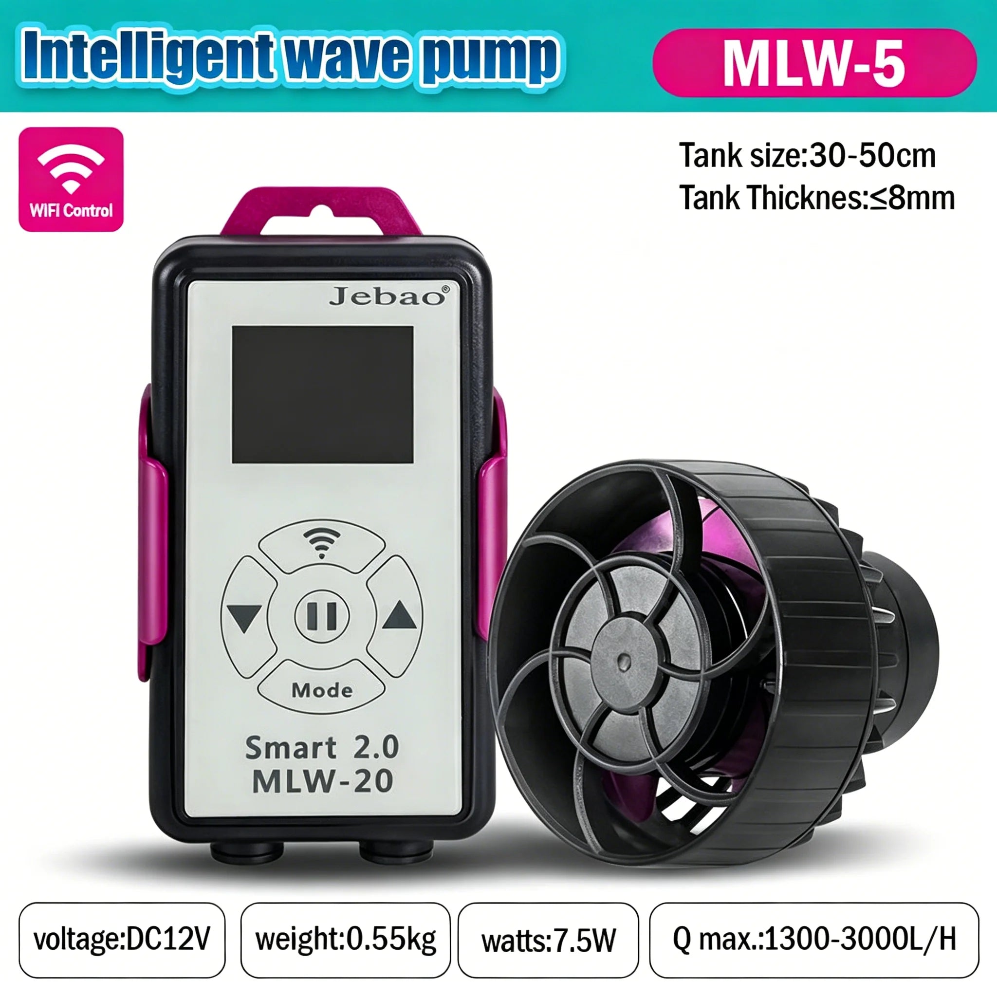 Jebao MLW Series DC Magnetic Wave Maker WIFI Ultra Quiet Variable Frequency Circulation Pump for Marine Reef Aquarium