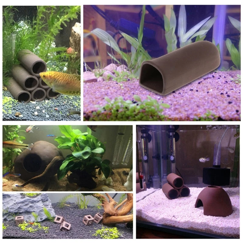 Aquarium Decoration Rock Cave Ceramic Shelters Shrimp Habitat Breeding Tube Dropship