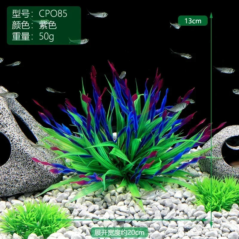 Artificial Underwater Plants Aquarium Fish Tank Seaweed Decoration Green Purple Water Grass Viewing Decorations for Home