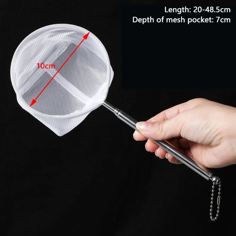 New Aquarium Fish Fishing Net Stainless Steel Retractable Small Shrimp Fishing Nets Fish Accessories For Fish Tank Cleaner Tool