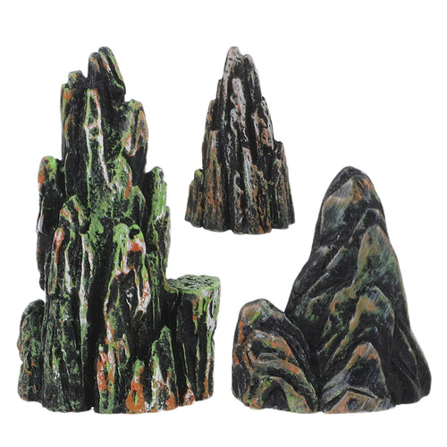 3Pcs Mini Rockery Artificial Rock Landscape Decoration Resin Scenic Stones for Zen Garden Aquarium Sand Table Micro Landscape