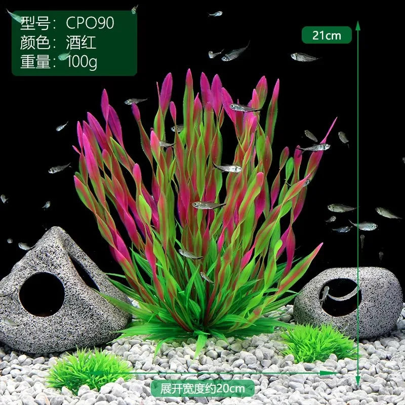 1Pc Artificial Underwater Plants Aquarium Fish Tank Seaweed Decoration Green Purple Water Grass Viewing Decorations for Home