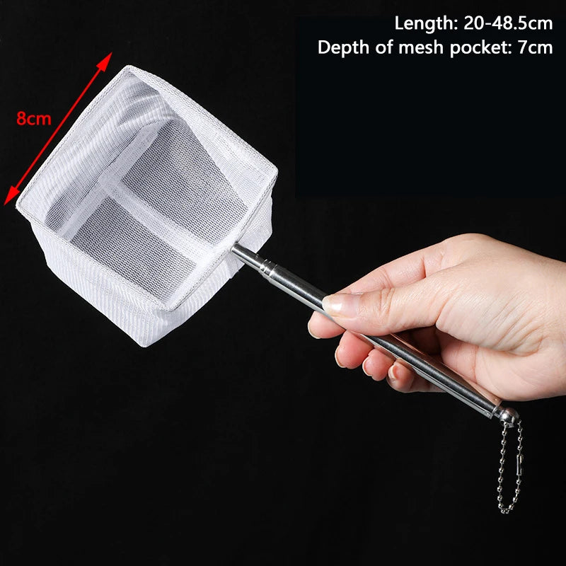 New Aquarium Fish Fishing Net Stainless Steel Retractable Small Shrimp Fishing Nets Fish Accessories For Fish Tank Cleaner Tool