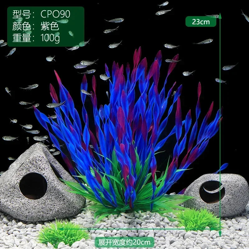 Artificial Underwater Plants Aquarium Fish Tank Seaweed Decoration Green Purple Water Grass Viewing Decorations for Home