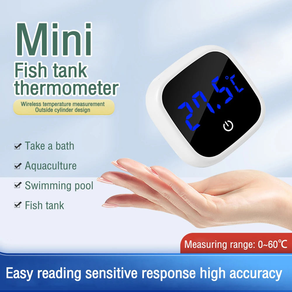 Fish Tank Thermometer High-Precision Led Digital Display Electronic Aquarium Thermometer Tester Meter Gauge Dual Display White