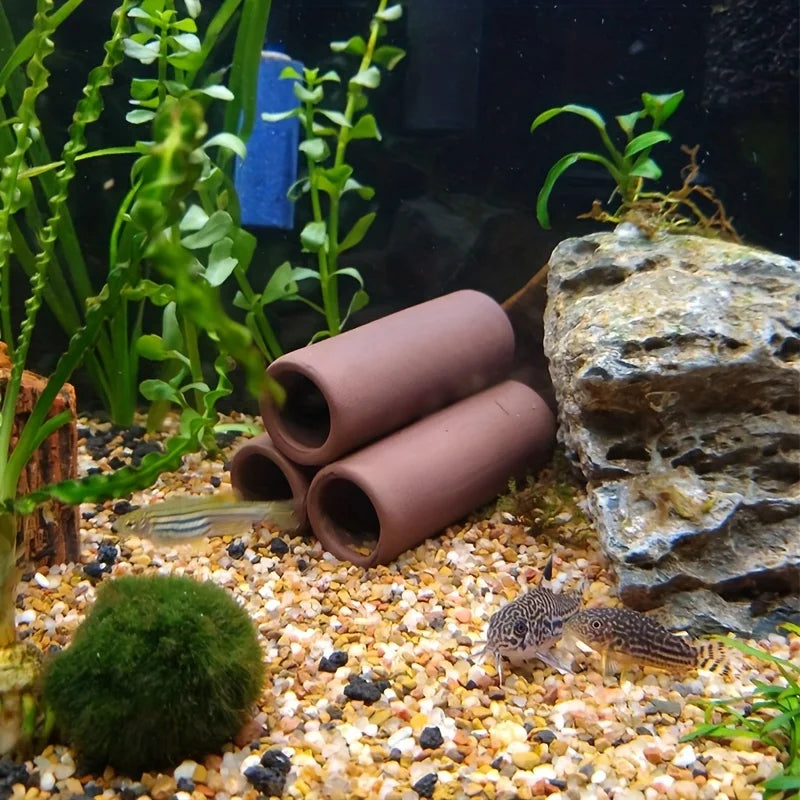Brown Shelters Shrimp Habitat Breeding Tube Hiding Cave Ceramic House Fish Tank Aquarium Decoration Fish Shrimps Shelter House