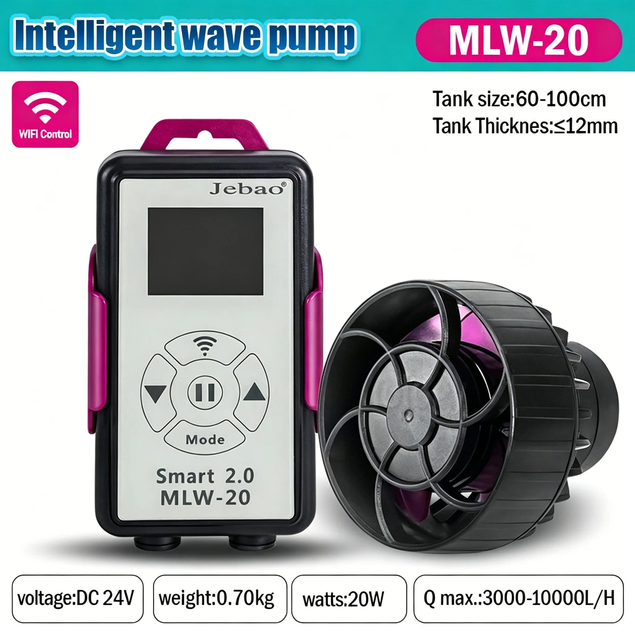 Jebao MLW Series DC Magnetic Wave Maker WIFI Ultra Quiet Variable Frequency Circulation Pump for Marine Reef Aquarium